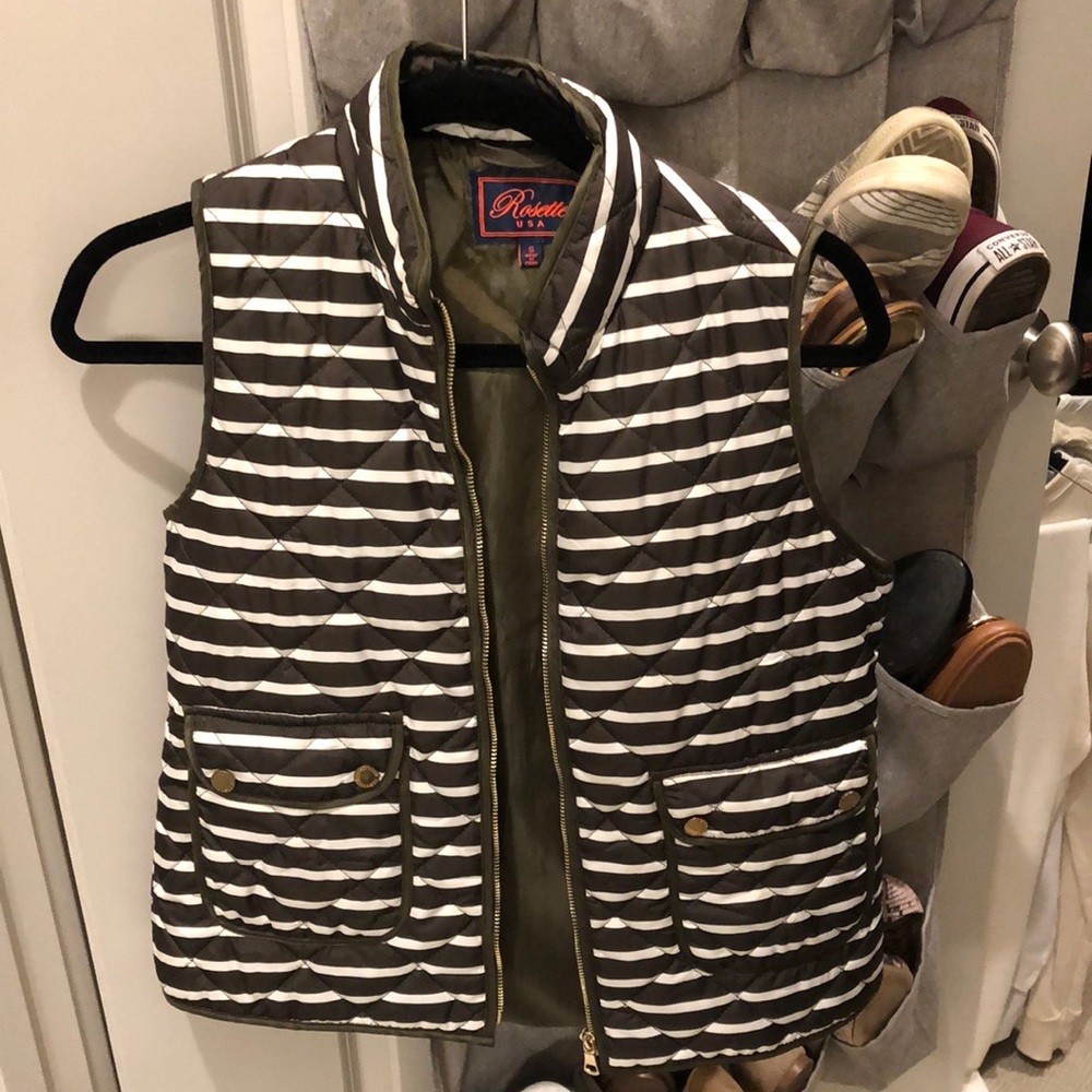 Green and white striped vest